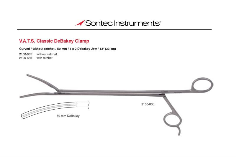 Sontec Instruments VATS Classic DeBakey Clamp, Curved, Without Ratchet | 2100-685