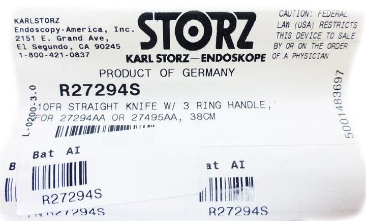 Storz 10FR Straight Knife for Nephroscope | 27294S