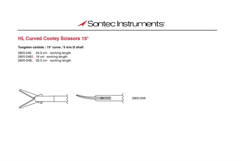 Sontec Instruments HL Curved Cooley Scissors, 15º Curve | 2800-248