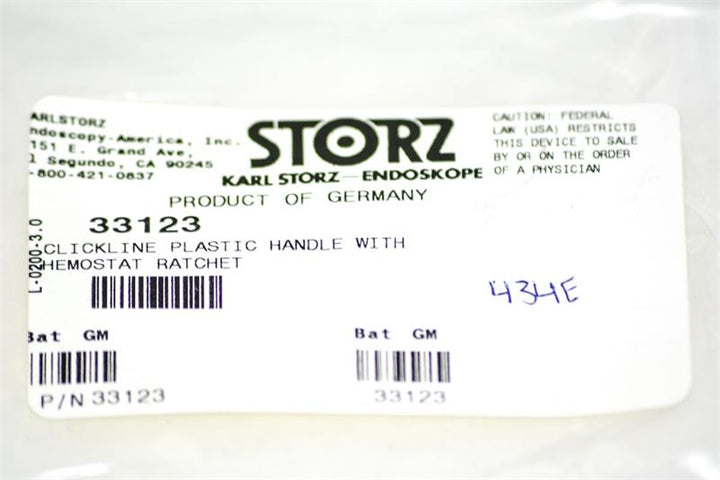 Storz Clickline Plastic Handle w/ Hemostat Ratchet | 33123