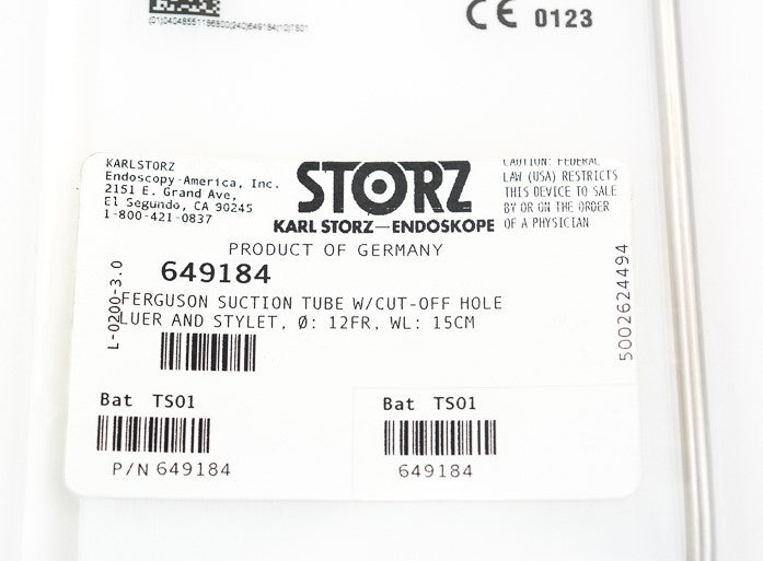 Storz Ferguson Suction Tube 12FR - WL15cm | 649184