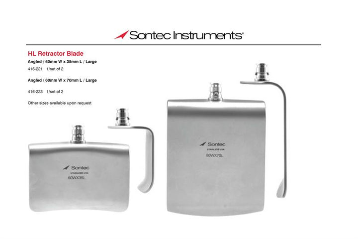 Sontec Instruments HL Retractor Blade Angled, 60mm x 35cm/70cm |