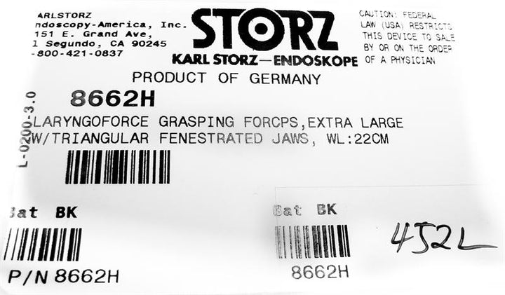 Storz Laryngoforce Grasping Forceps | 8662H
