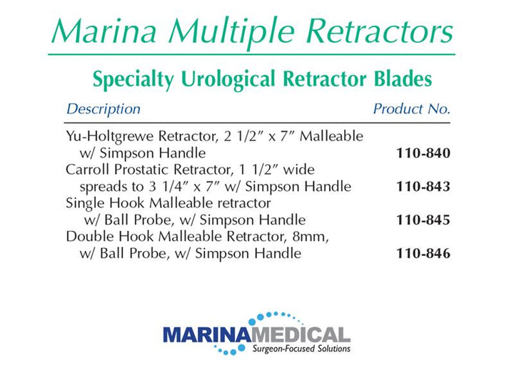 Marina Medical Multi-Trac Specialty Urological Retractor Blades |