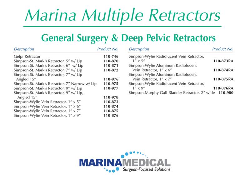 Marina Medical Multi-Trac General Surgery and Deep Pelvic Retractors |